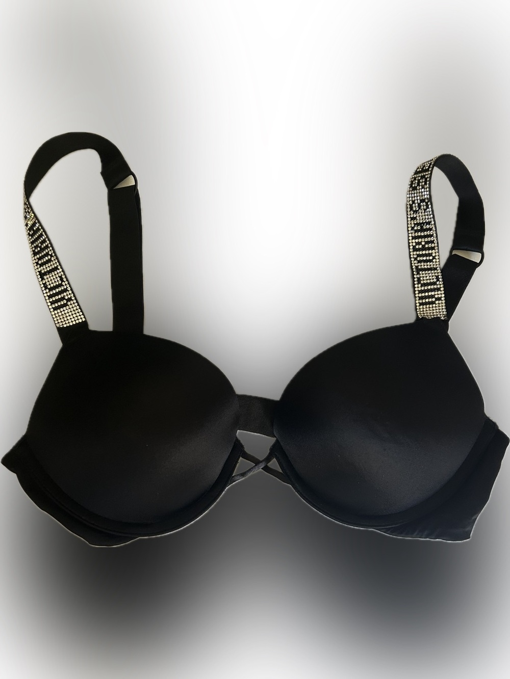 Victoria's Secret Black Padded Bra with Embellished Straps 34 B